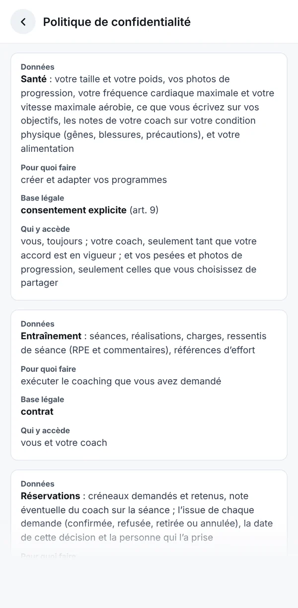 La politique de confidentialité dans l’application : quelles données, pour quoi faire, qui y accède